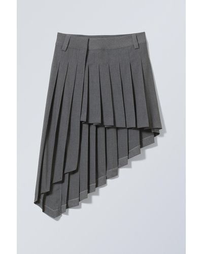 Weekday Skylar Pleated Midi Skirt - Grey