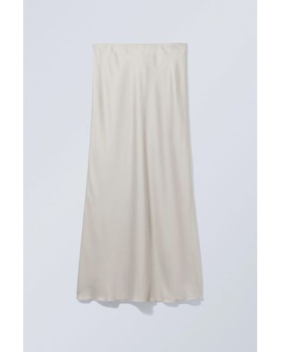 Weekday Trace Pull On Satin Skirt - White