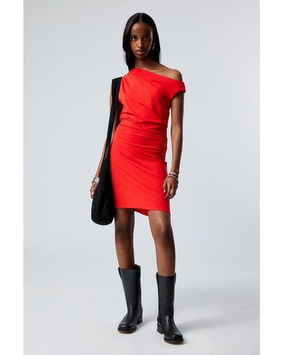 Weekday Drape Mini Dress - Red