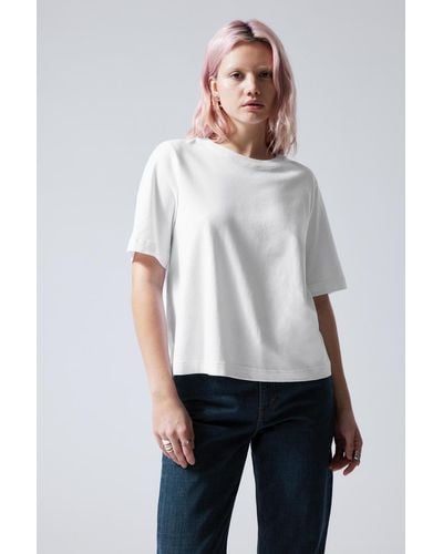 Weekday Kastiges T-Shirt Perfect - Weiß