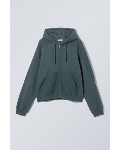 Weekday Craig Zip Hoodie - Blue