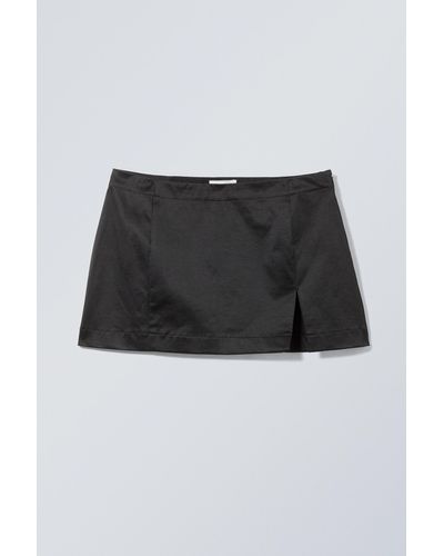 Weekday Moa Satin Mini Skirt - Black