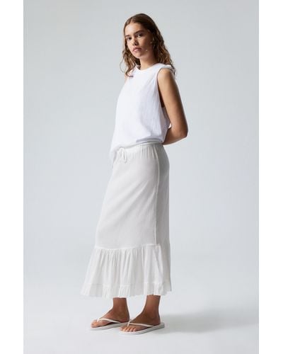 Weekday Sheer Tiered Crepe Skirt - White