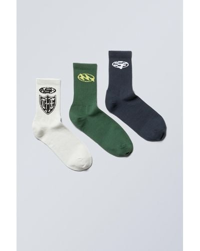 Weekday 3-pack Sport Graphic Socks - Multicolour