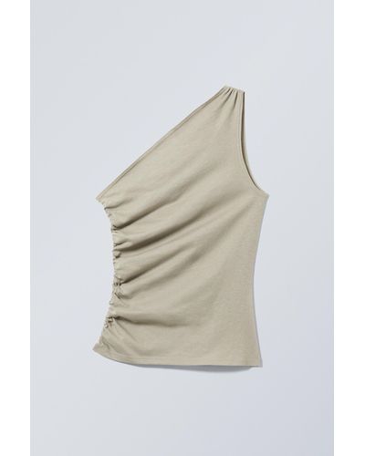 Weekday Asymmetric One Shoulder Top - Natural