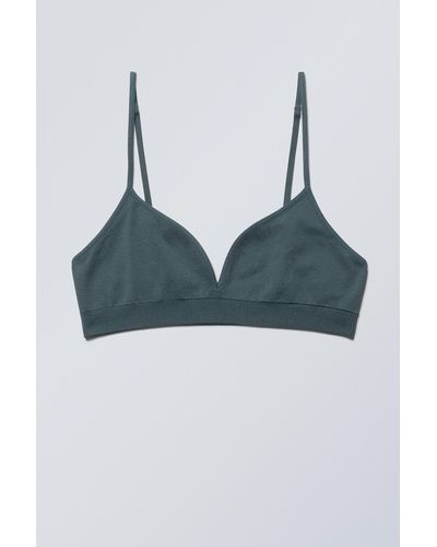 Weekday Cat Soft Triangle Bra in Blue