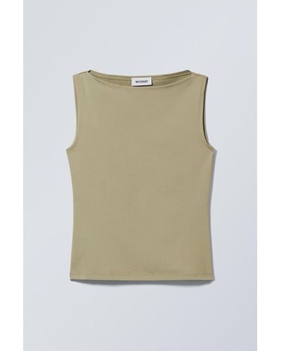 Weekday Annie Boatneck Sleeveless Top - Green