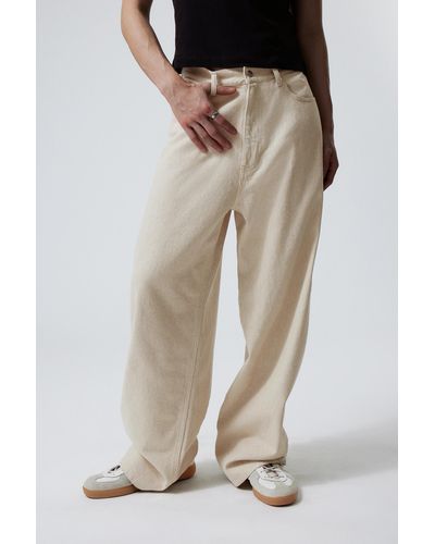 Weekday Astro Baggy Linen Blend Trousers - Natural