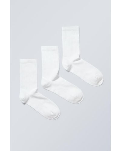 Weekday Socken Eleven 3Er-Pack - Weiß
