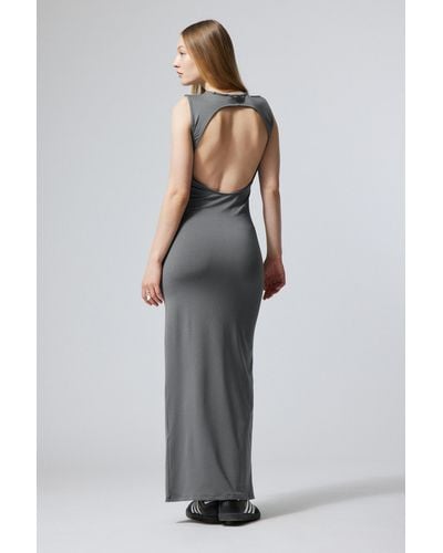Weekday Lucy Open Back Dress - Grey
