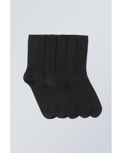Weekday 5-pack Rib Socks - Black