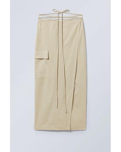 Weekday Fold Linen Mix Long Skirt - Natural