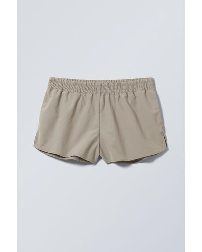 Weekday Sporty Nylon Mini Shorts - Natural