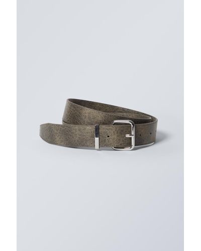Weekday Faux Leather Buckle Belt - Grey