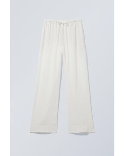 Weekday Relaxed Linen Blend Trousers - White