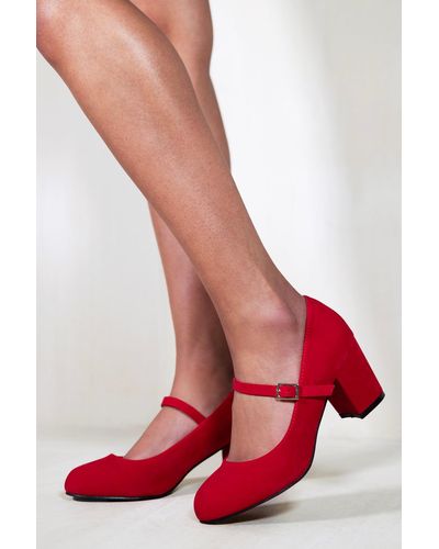 Where's That From Araceli Block Heel Mary Jane Pupms - Red