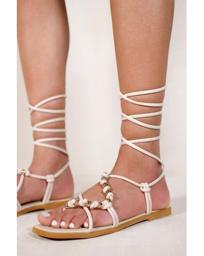 Where's That From Aspyn Toe Thong Sandals With Beads And Lace Up Detail - Multicolor
