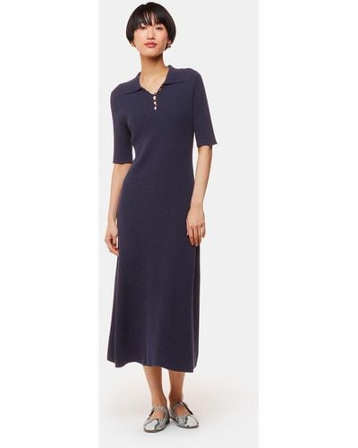 Whistles Knitted Ribbed Midi Dress - Blue