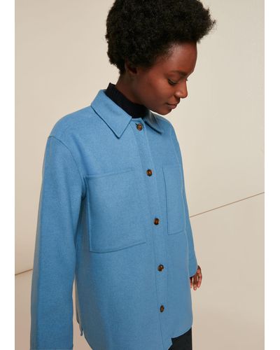 Whistles Classic Wool Overshirt - Blue