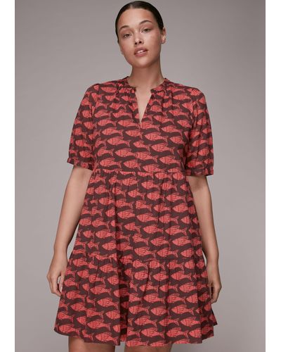 Whistles Pisces Print Trapeze Dress - Red