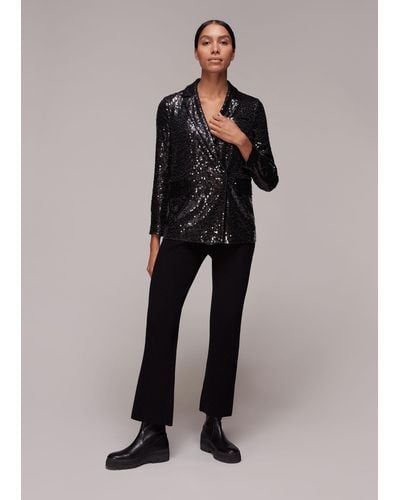 Whistles Sequin Double Breasted Blazer - Black