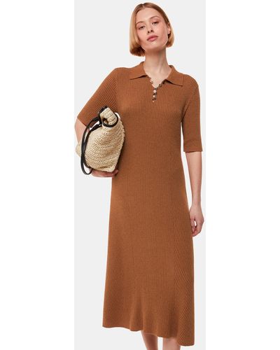 Whistles Knitted Ribbed Midi Dress - Brown