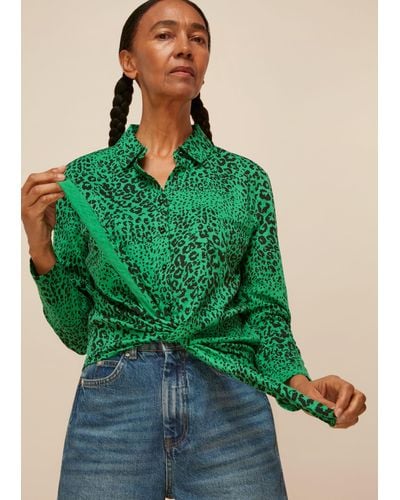 Whistles Speckled Animal Tie Shirt - Green
