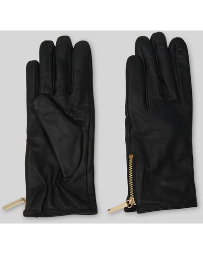 Whistles Zip Detail Leather Glove - Black