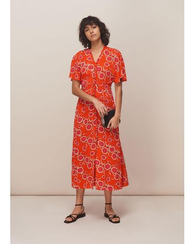 Whistles Ella Diagonal Floral Dress - Red