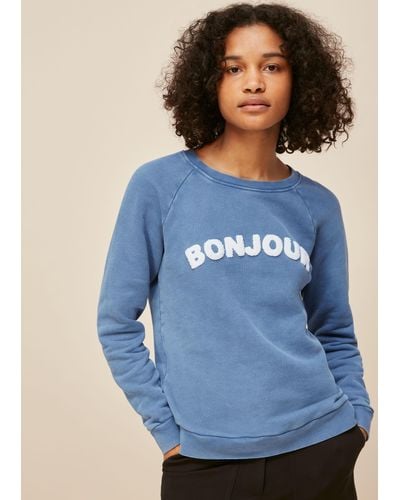 Whistles Bonjour Logo Sweatshirt - Blue