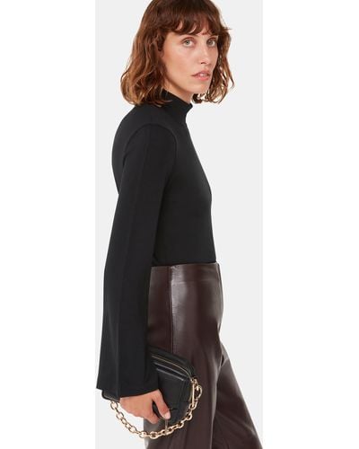 Whistles Wide Sleeve High Neck Top - Black