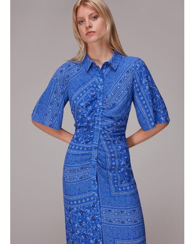 Whistles Bandana Spot Print Shirt Dress - Blue