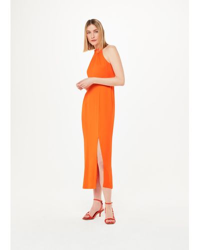 Whistles Eliza Halterneck Midi Dress - Orange