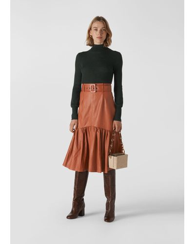 Whistles Belted Leather Skirt - Multicolour