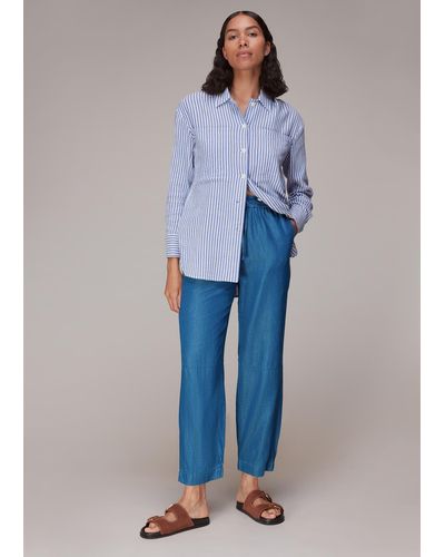 Whistles Lucy Chambray Barrel Trouser - Blue