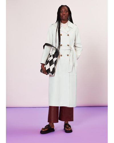 Whistles Gemma Leather Trench Coat - White