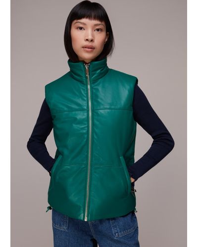 Whistles Leather Puffer Quilted Gilet - Green