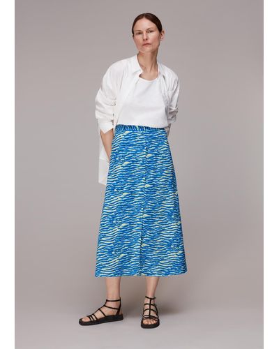 Whistles Seafoam Button Front Skirt - Blue