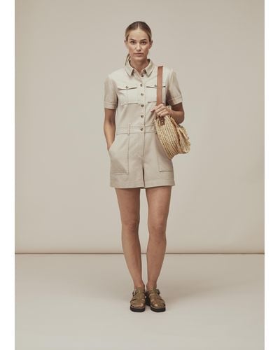 Whistles Leith Utility Twill Playsuit - Natural