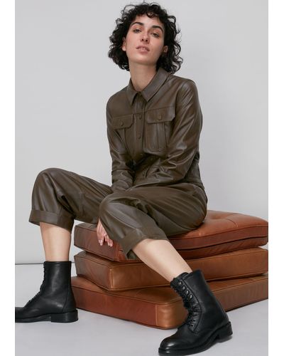 Whistles Leather Boilersuit - Brown
