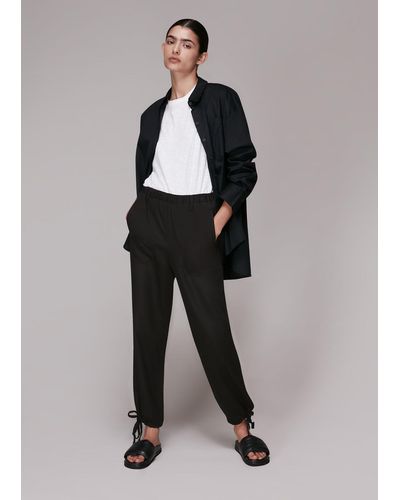 Whistles Washed Tie Hem Trouser - Black