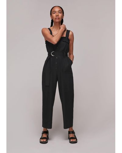 Whistles Frill Utility Belted Jumpsuit - Black