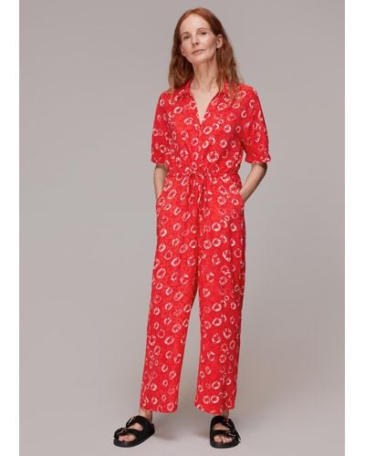 Whistles Jenny Tie Dye Floral Jumpsuit - Red
