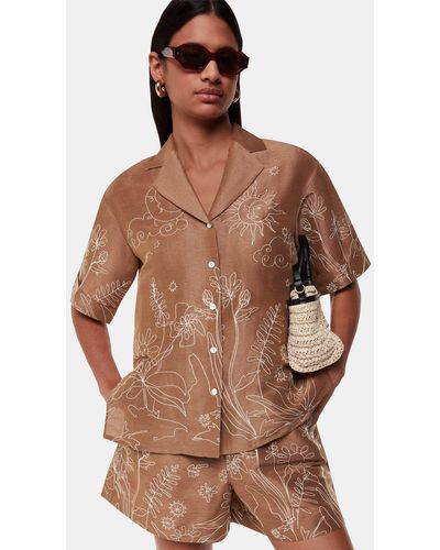 Whistles Embroidered Scribble Shirt - Brown
