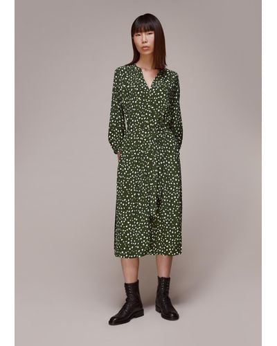Whistles Livi Wild Leopard Midi Dress - Green