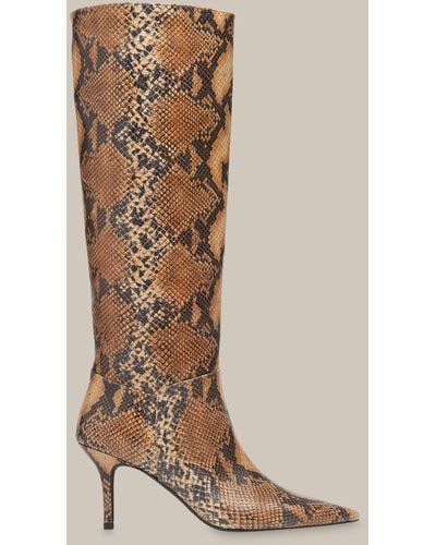 Whistles Conna Snake Knee High Boot - Natural