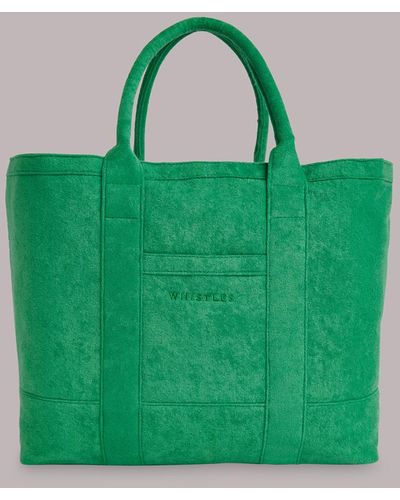 Whistles Penny Oversized Towelling Tote - Green