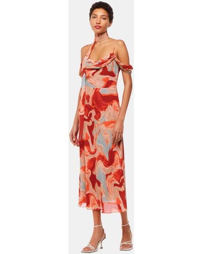 Whistles Marble Print Dress - Red