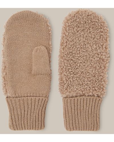 Whistles Borg Front Mitten - Natural