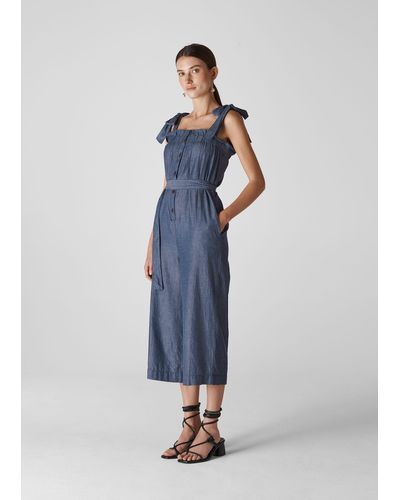 Whistles Tie Chambray Jumpsuit - Blue